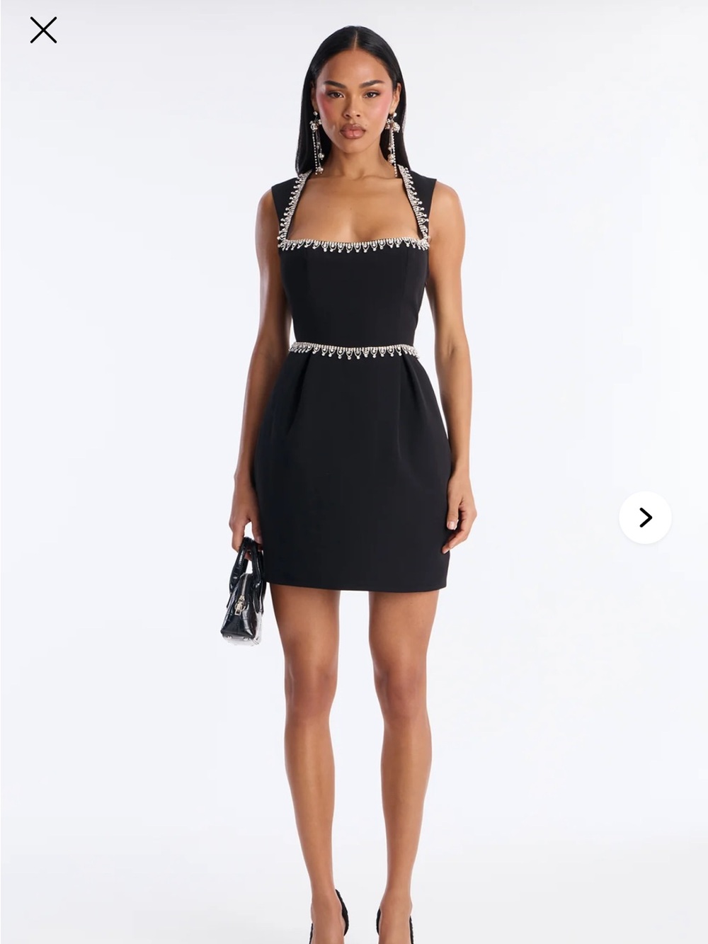 Fashion Nova Black Mini Dress with Crystal Trim